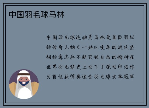 中国羽毛球马林