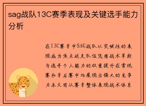 sag战队13C赛季表现及关键选手能力分析